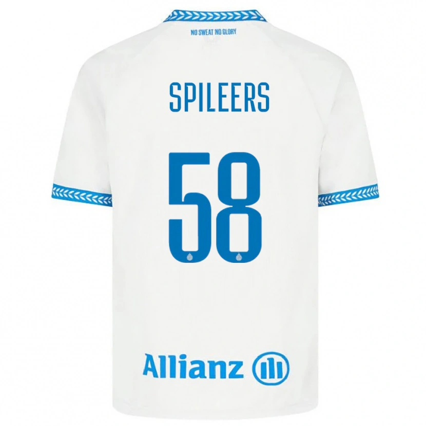 Danxen Kvinder Jorne Spileers #58 Blå Hvid Udebane Spillertrøjer 2025/26 Trøje T-Shirt