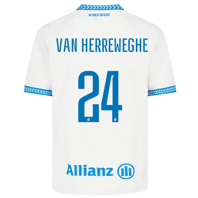Danxen Kvinder Febe Van Herreweghe #24 Blå Hvid Udebane Spillertrøjer 2025/26 Trøje T-Shirt