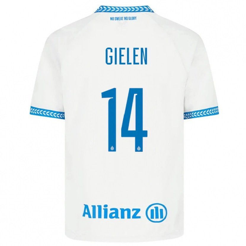 Danxen Kvinder Sterre Gielen #14 Blå Hvid Udebane Spillertrøjer 2025/26 Trøje T-Shirt