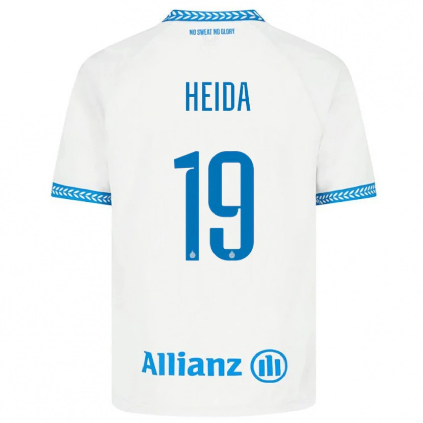 Danxen Kvinder Jade Heida #19 Blå Hvid Udebane Spillertrøjer 2025/26 Trøje T-Shirt