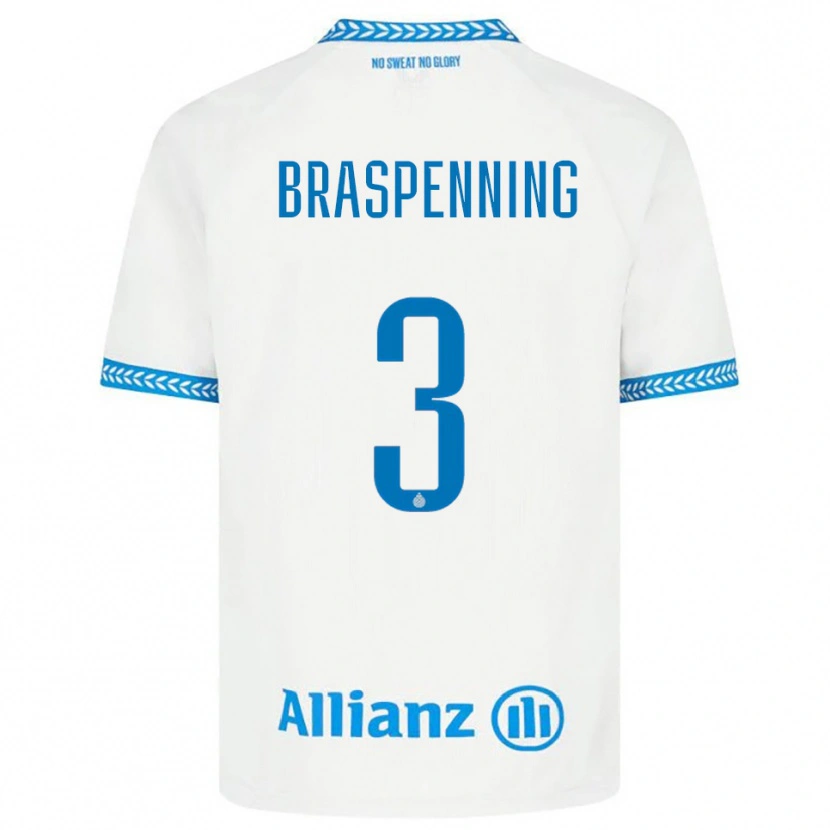 Danxen Kvinder Daan Braspenning #3 Blå Hvid Udebane Spillertrøjer 2025/26 Trøje T-Shirt
