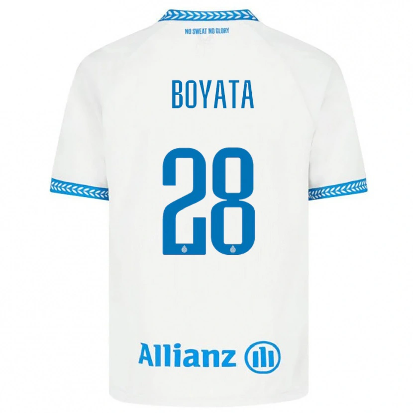 Danxen Kvinder Dedryck Boyata #28 Blå Hvid Udebane Spillertrøjer 2025/26 Trøje T-Shirt