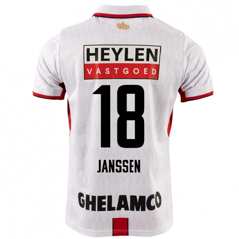 Danxen Kvinder Vincent Janssen #18 Hvid Rød Udebane Spillertrøjer 2025/26 Trøje T-Shirt
