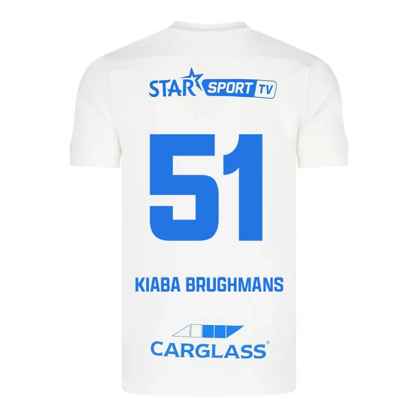 Danxen Kvinder Lucca Brughmans #51 Hvid Blå Udebane Spillertrøjer 2025/26 Trøje T-Shirt