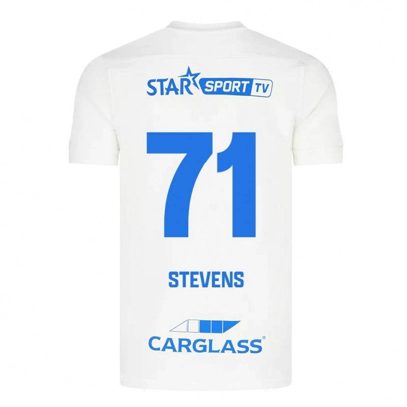 Danxen Kvinder Brent Stevens #71 Hvid Blå Udebane Spillertrøjer 2025/26 Trøje T-Shirt