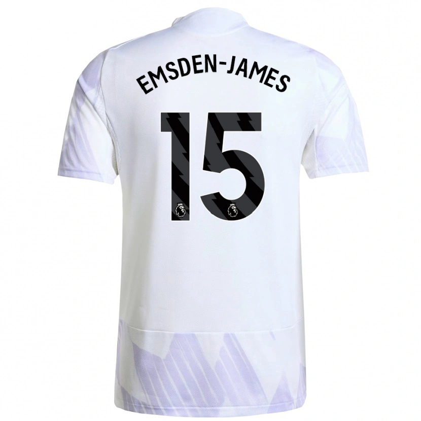 Danxen Kvinder Harley Emsden-James #15 Hvid Lilla Lilla Udebane Spillertrøjer 2025/26 Trøje T-Shirt