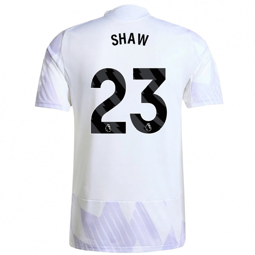 Danxen Kvinder Luke Shaw #23 Hvid Lilla Lilla Udebane Spillertrøjer 2025/26 Trøje T-Shirt