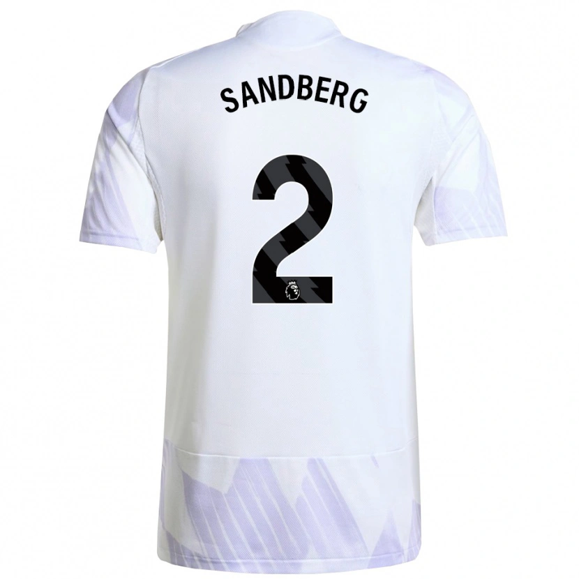 Danxen Kvinder Anna Sandberg #2 Hvid Lilla Lilla Udebane Spillertrøjer 2025/26 Trøje T-Shirt