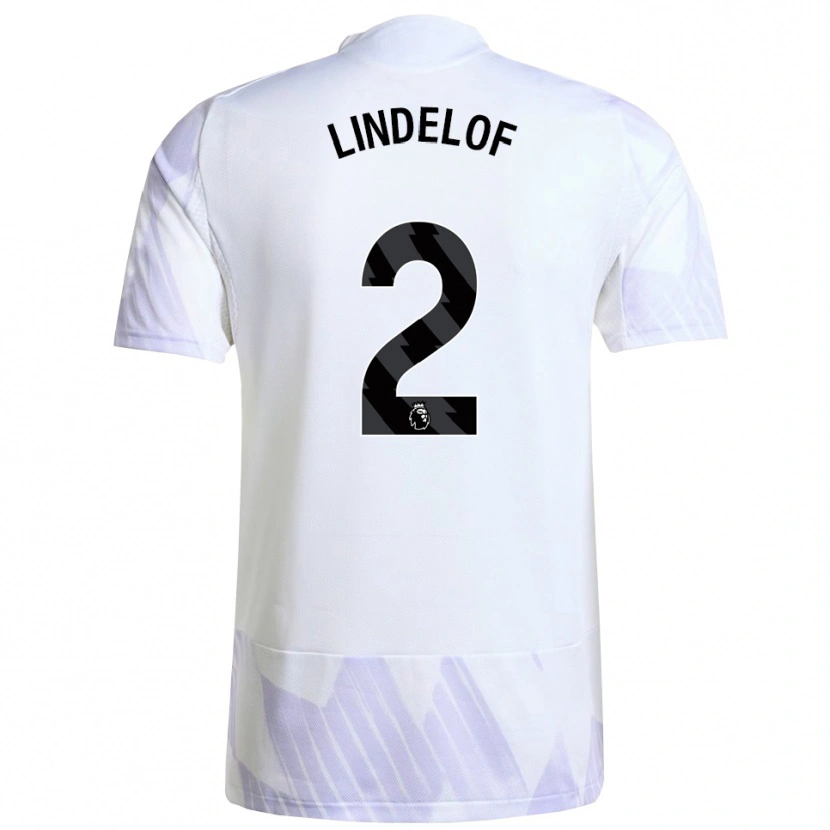 Danxen Kvinder Victor Lindelof #2 Hvid Lilla Lilla Udebane Spillertrøjer 2025/26 Trøje T-Shirt