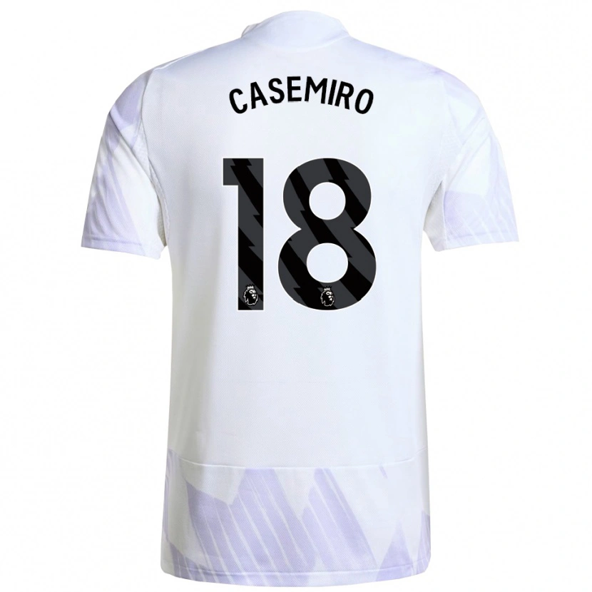 Danxen Kvinder Casemiro #18 Hvid Lilla Lilla Udebane Spillertrøjer 2025/26 Trøje T-Shirt