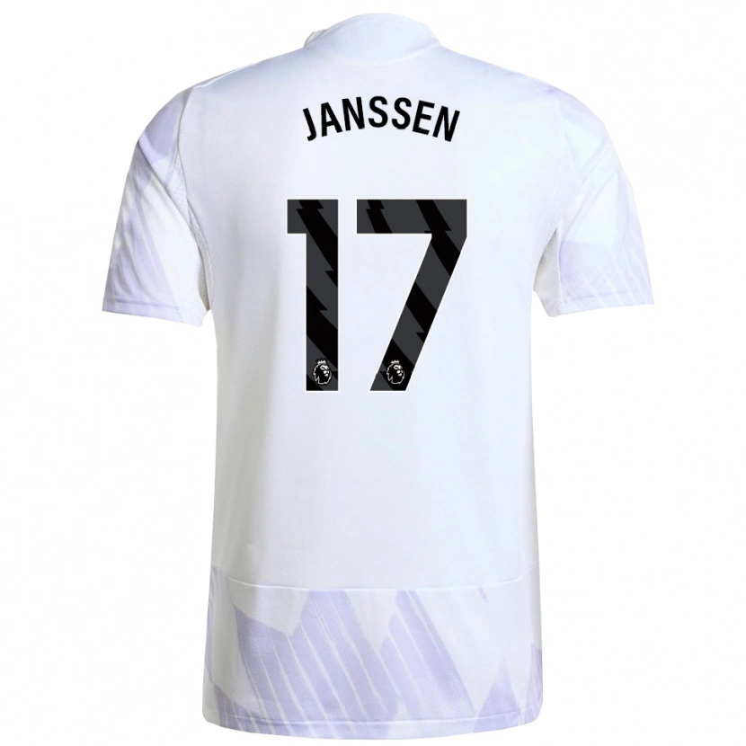 Danxen Kvinder Dominique Janssen #17 Hvid Lilla Lilla Udebane Spillertrøjer 2025/26 Trøje T-Shirt