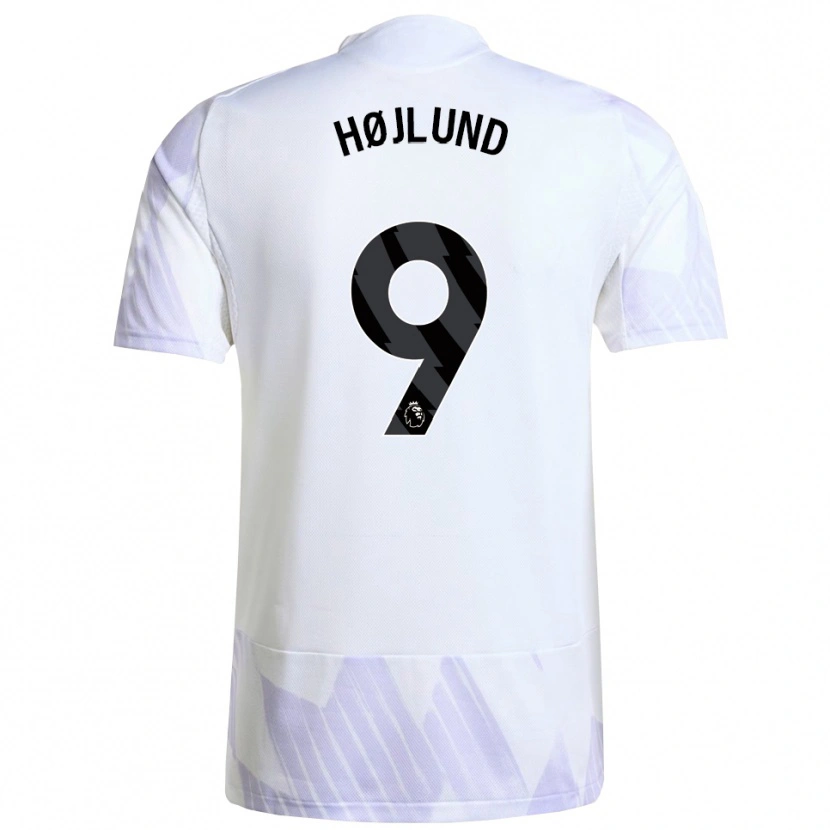 Danxen Kvinder Rasmus Højlund #9 Hvid Lilla Lilla Udebane Spillertrøjer 2025/26 Trøje T-Shirt