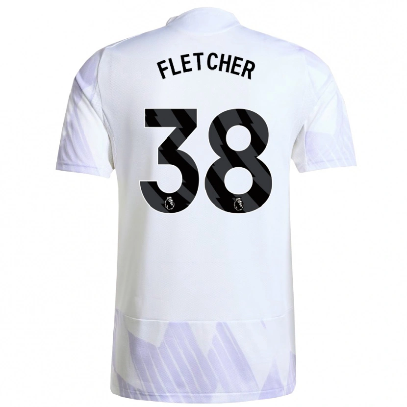 Danxen Kvinder Jack Fletcher #38 Hvid Lilla Lilla Udebane Spillertrøjer 2025/26 Trøje T-Shirt