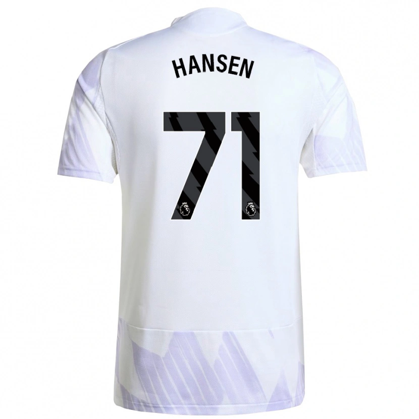 Danxen Kvinder Isak Hansen-Aaroen #71 Hvid Lilla Lilla Udebane Spillertrøjer 2025/26 Trøje T-Shirt