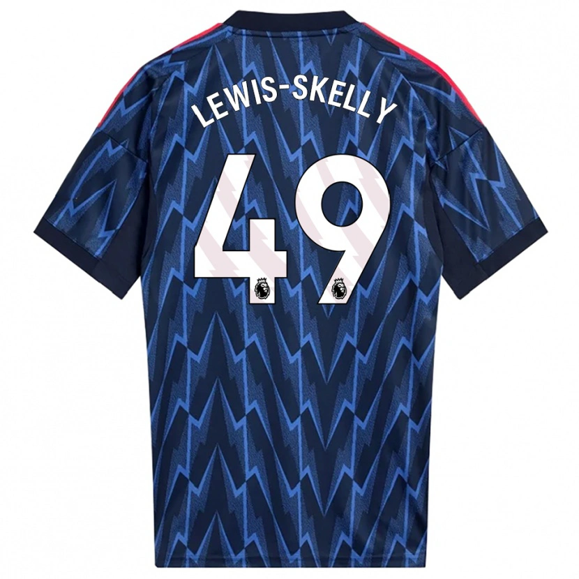 Danxen Kvinder Myles Lewis-Skelly #49 Navy Rød Udebane Spillertrøjer 2025/26 Trøje T-Shirt