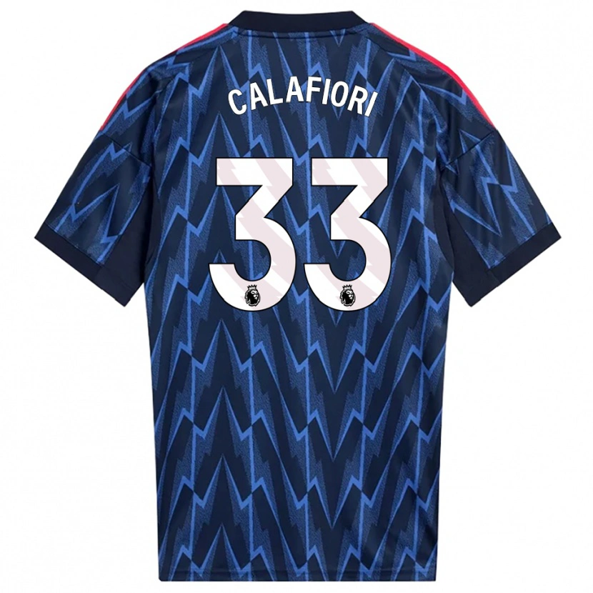 Danxen Kvinder Riccardo Calafiori #33 Navy Rød Udebane Spillertrøjer 2025/26 Trøje T-Shirt