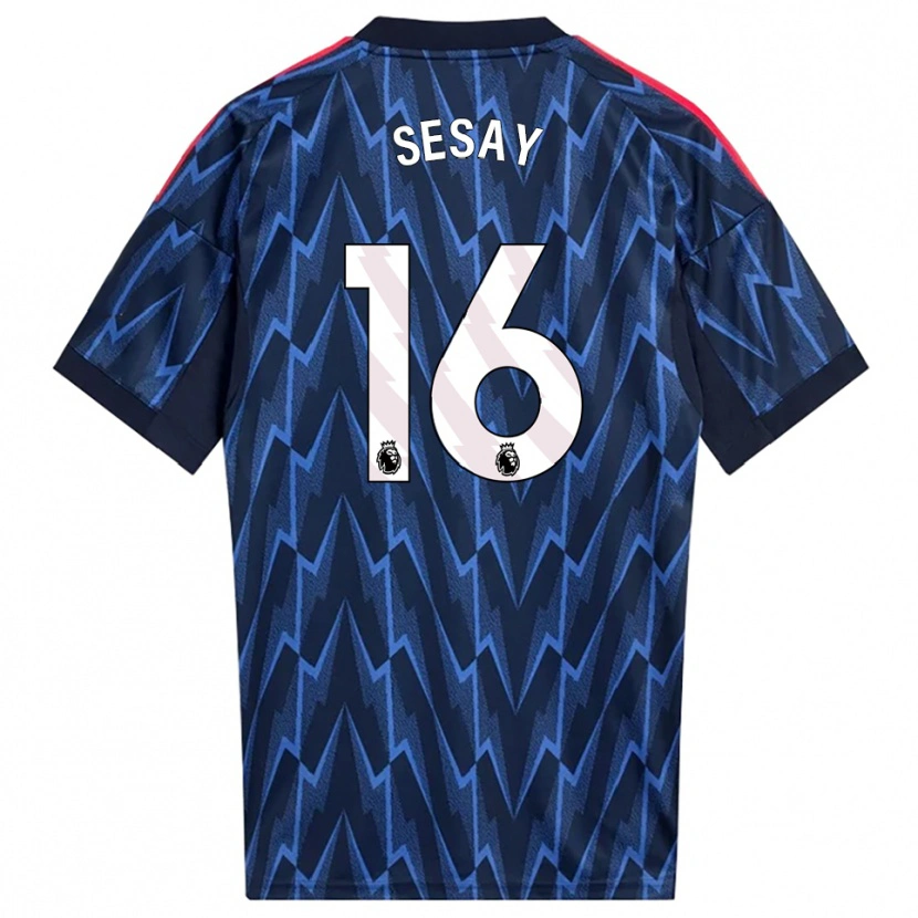 Danxen Kvinder Joshua Sesay #16 Navy Rød Udebane Spillertrøjer 2025/26 Trøje T-Shirt