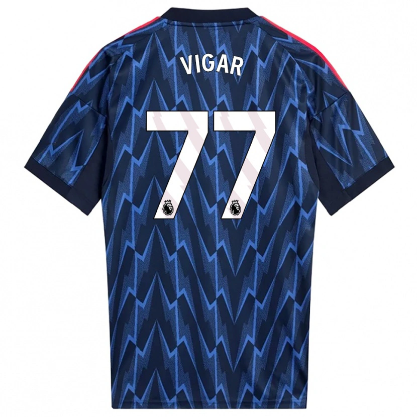 Danxen Kvinder Billy Vigar #77 Navy Rød Udebane Spillertrøjer 2025/26 Trøje T-Shirt