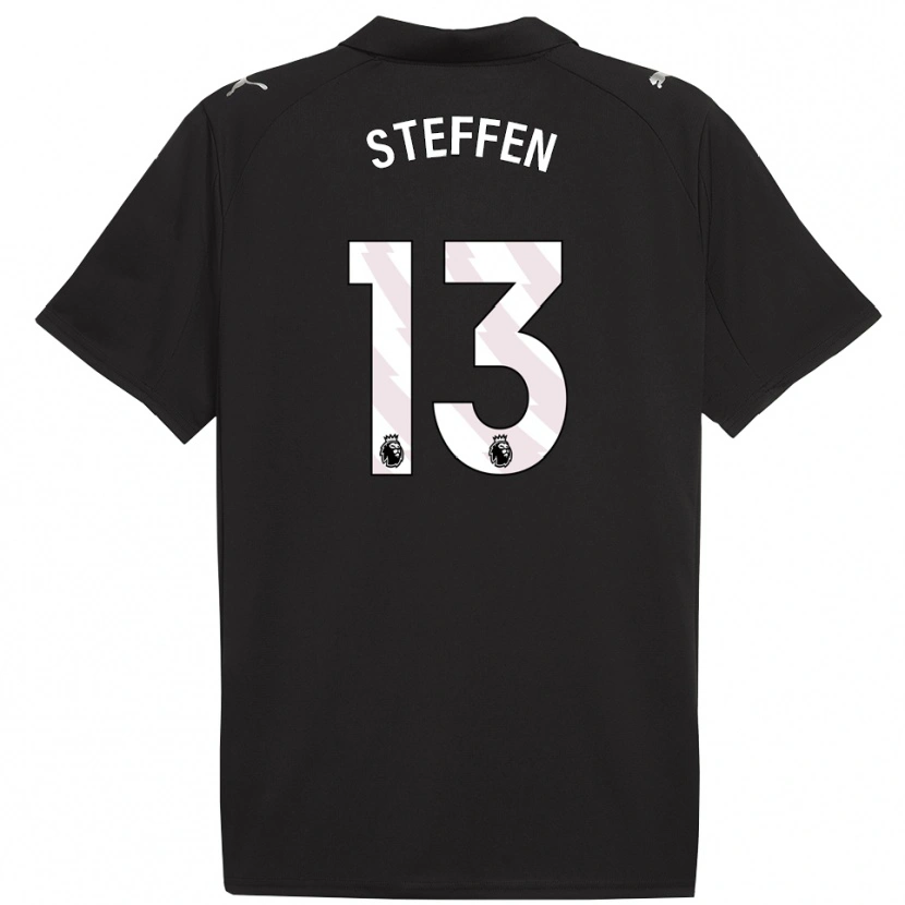Danxen Kvinder Zack Steffen #13 Sort Hvid Udebane Spillertrøjer 2025/26 Trøje T-Shirt
