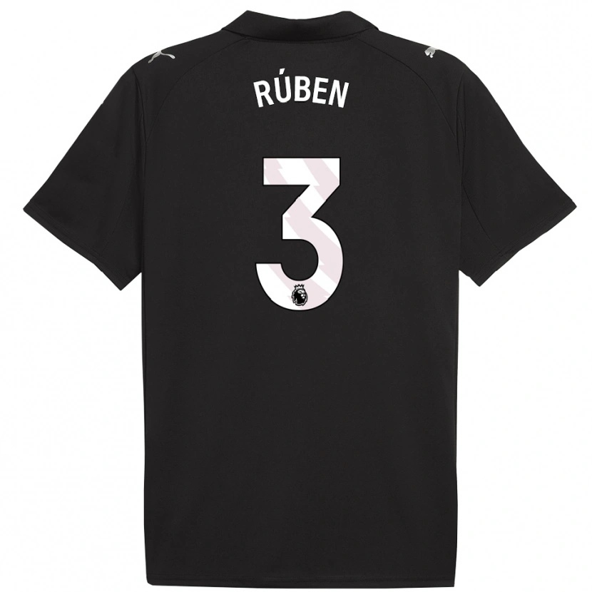 Danxen Kvinder Rúben Dias #3 Sort Hvid Udebane Spillertrøjer 2025/26 Trøje T-Shirt