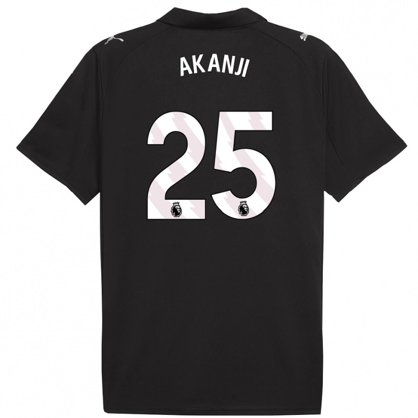 Danxen Kvinder Manuel Akanji #25 Sort Hvid Udebane Spillertrøjer 2025/26 Trøje T-Shirt