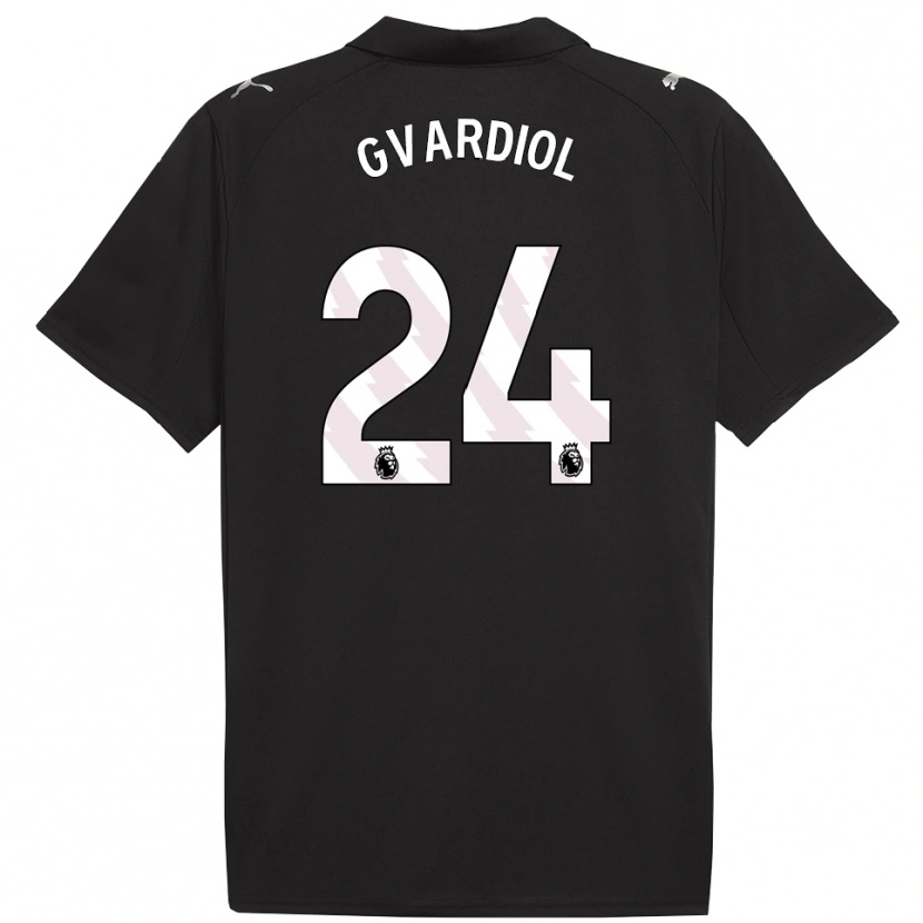 Danxen Kvinder Josko Gvardiol #24 Sort Hvid Udebane Spillertrøjer 2025/26 Trøje T-Shirt