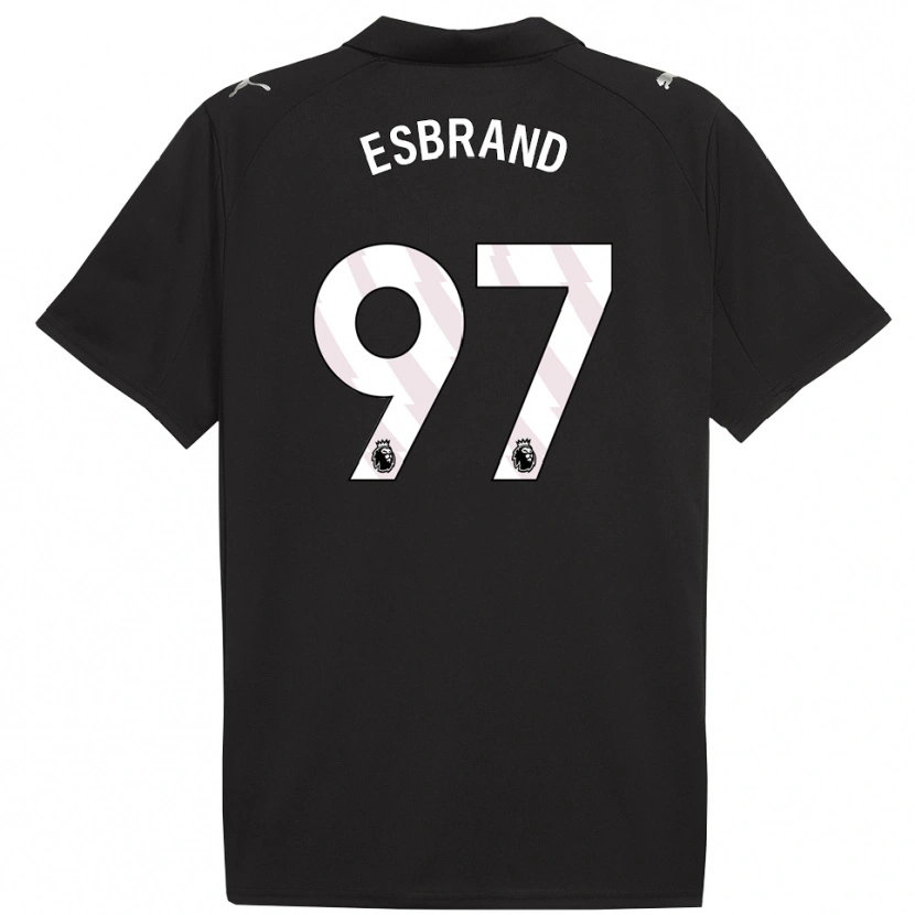 Danxen Kvinder Josh Wilson-Esbrand #97 Sort Hvid Udebane Spillertrøjer 2025/26 Trøje T-Shirt