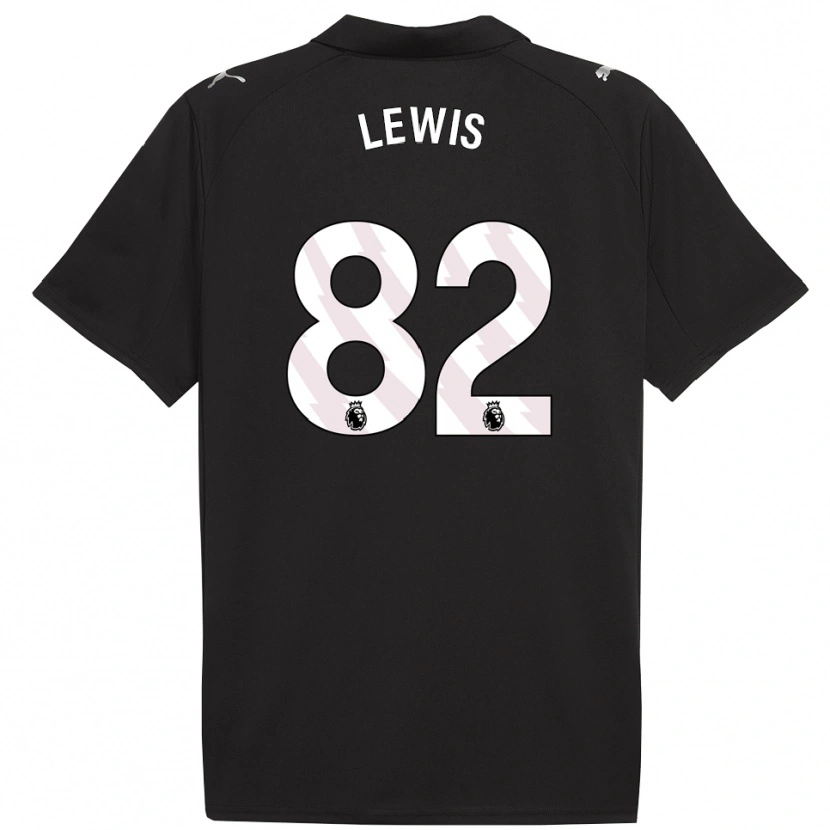 Danxen Kvinder Rico Lewis #82 Sort Hvid Udebane Spillertrøjer 2025/26 Trøje T-Shirt