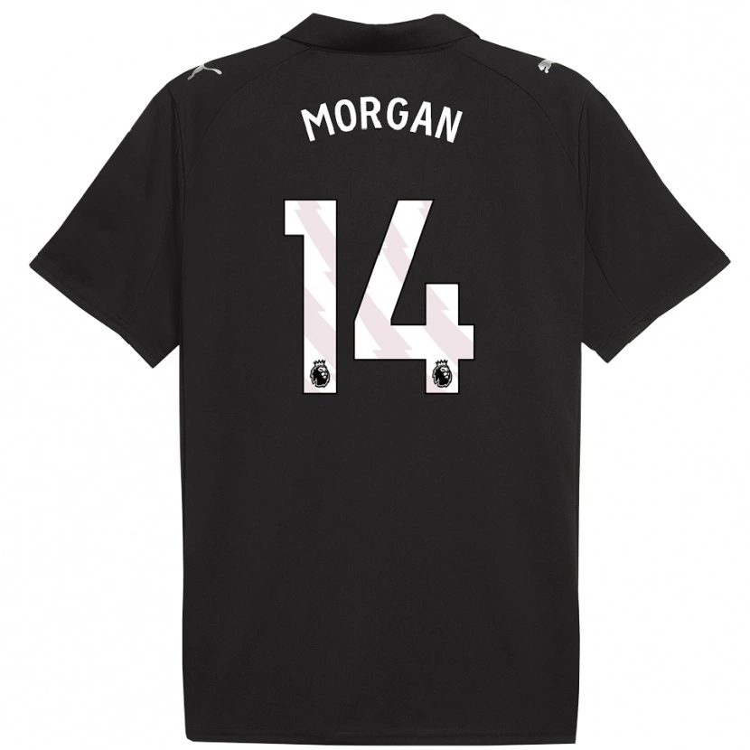 Danxen Kvinder Esme Morgan #14 Sort Hvid Udebane Spillertrøjer 2025/26 Trøje T-Shirt