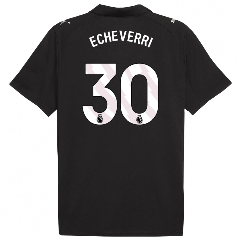 Danxen Kvinder Claudio Echeverri #30 Sort Hvid Udebane Spillertrøjer 2025/26 Trøje T-Shirt