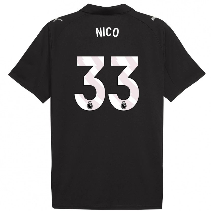 Danxen Kvinder Nico O'reilly #33 Sort Hvid Udebane Spillertrøjer 2025/26 Trøje T-Shirt