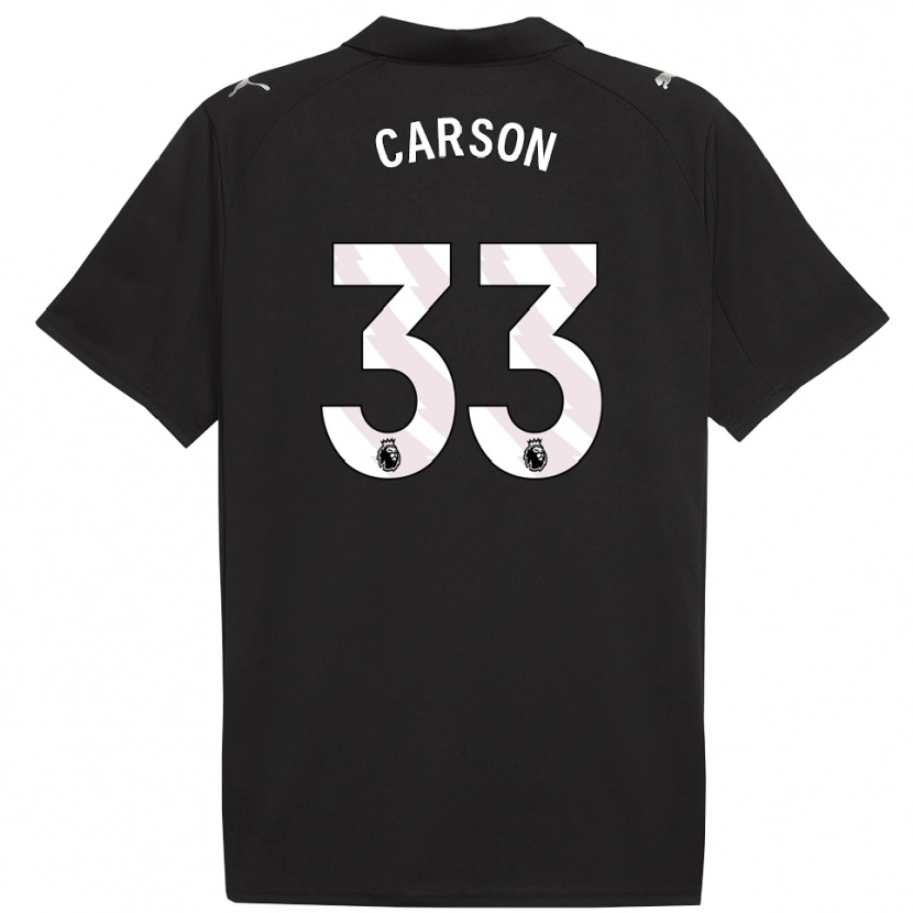 Danxen Kvinder Scott Carson #33 Sort Hvid Udebane Spillertrøjer 2025/26 Trøje T-Shirt