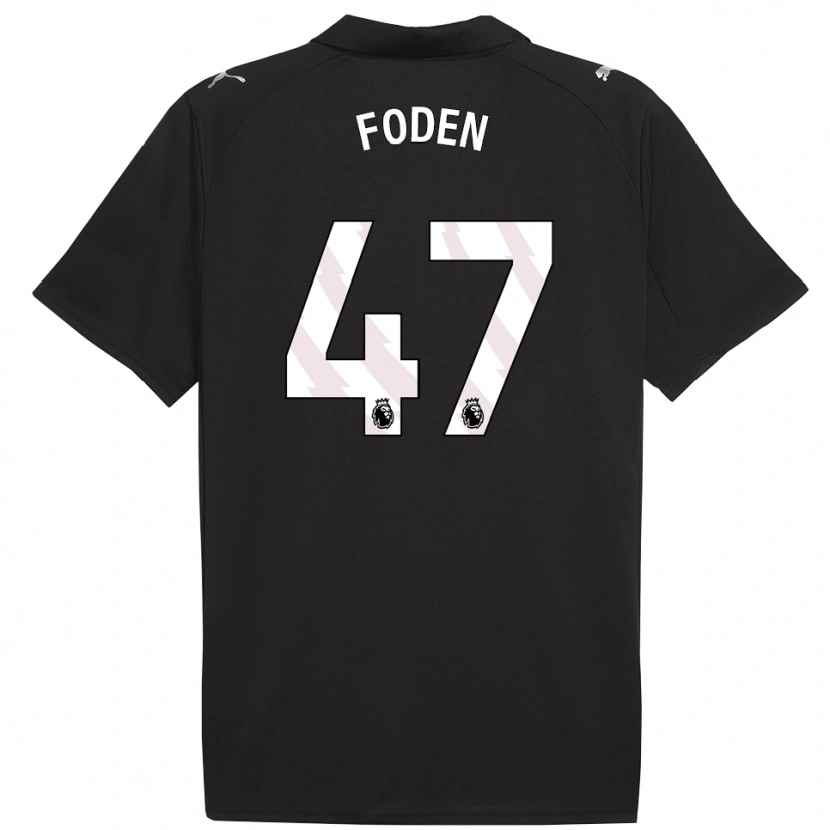 Danxen Kvinder Phil Foden #47 Sort Hvid Udebane Spillertrøjer 2025/26 Trøje T-Shirt