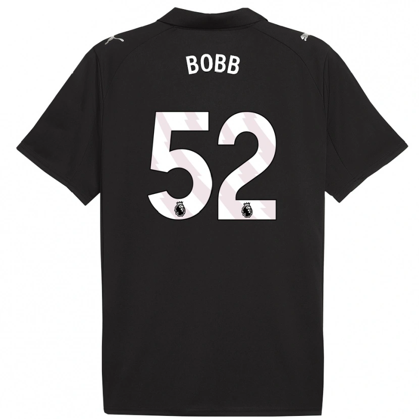 Danxen Kvinder Oscar Bobb #52 Sort Hvid Udebane Spillertrøjer 2025/26 Trøje T-Shirt