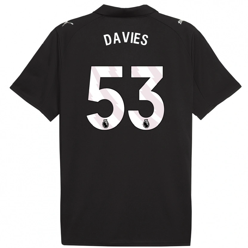 Danxen Kvinder Mayzee Davies #53 Sort Hvid Udebane Spillertrøjer 2025/26 Trøje T-Shirt