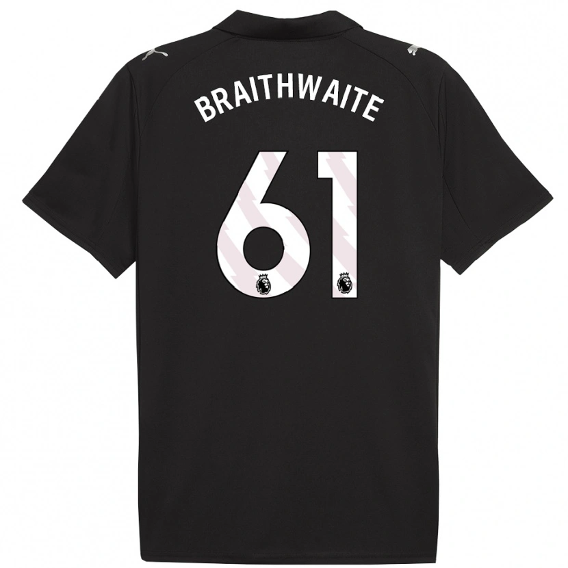 Danxen Kvinder Kaden Braithwaite #61 Sort Hvid Udebane Spillertrøjer 2025/26 Trøje T-Shirt