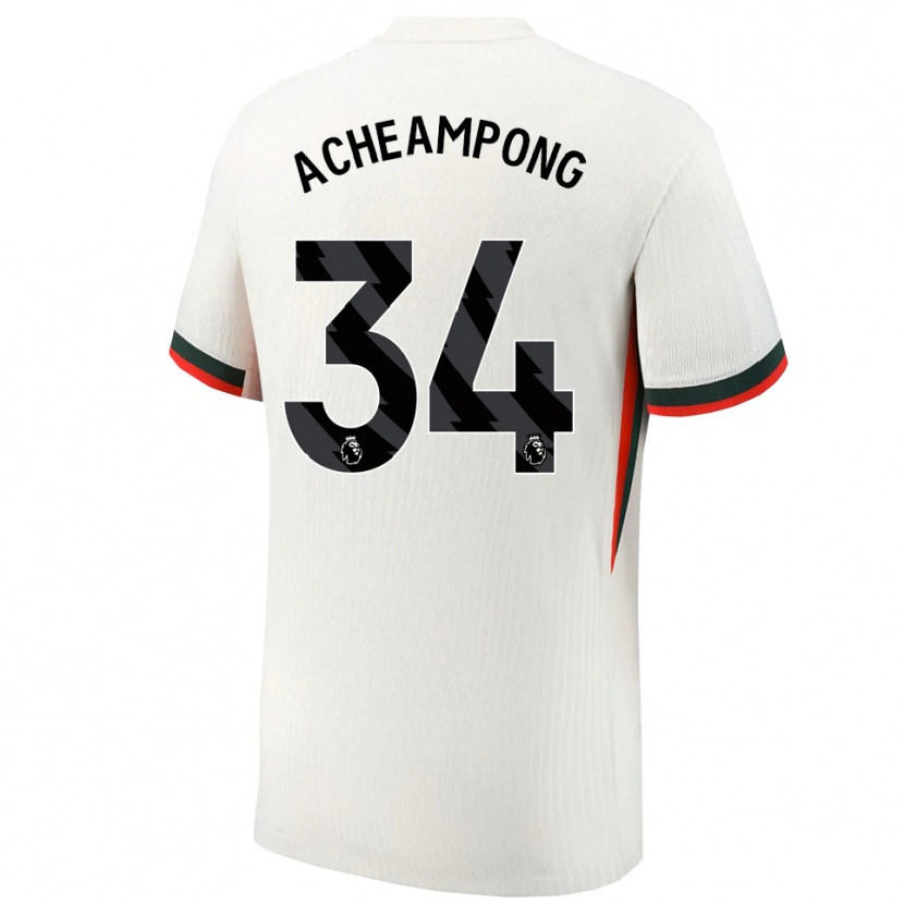 Danxen Kvinder Josh Acheampong #34 Hvid Grøn Udebane Spillertrøjer 2025/26 Trøje T-Shirt