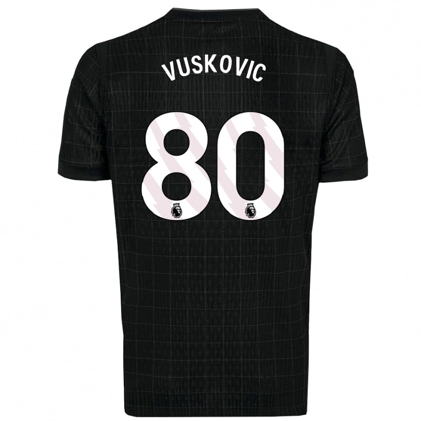 Danxen Kvinder Luka Vuskovic #80 Sort Grå Udebane Spillertrøjer 2025/26 Trøje T-Shirt