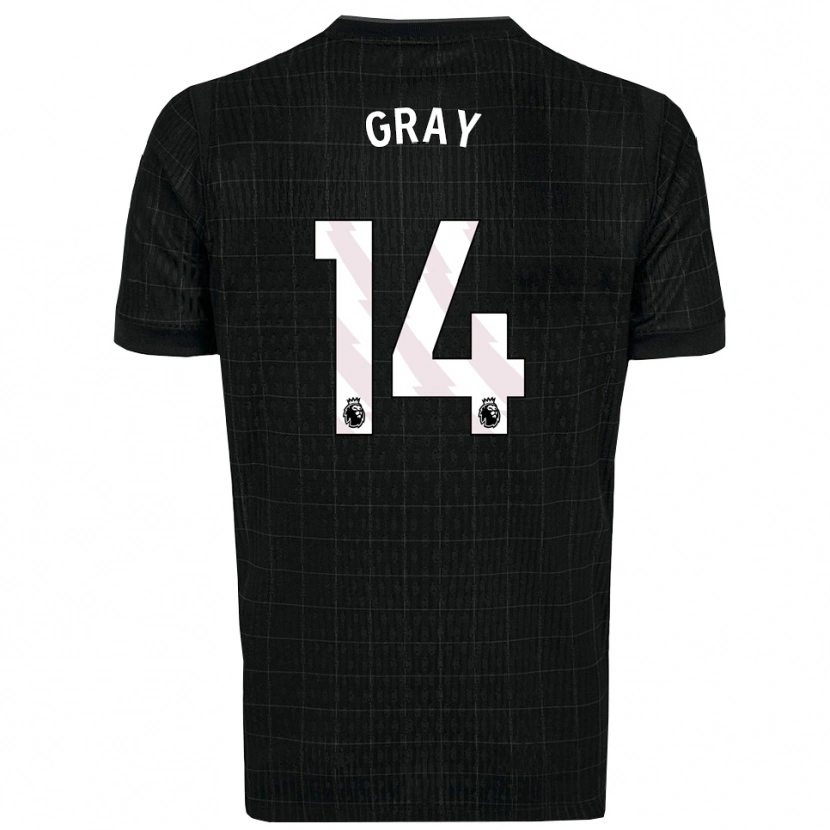 Danxen Kvinder Archie Gray #14 Sort Grå Udebane Spillertrøjer 2025/26 Trøje T-Shirt