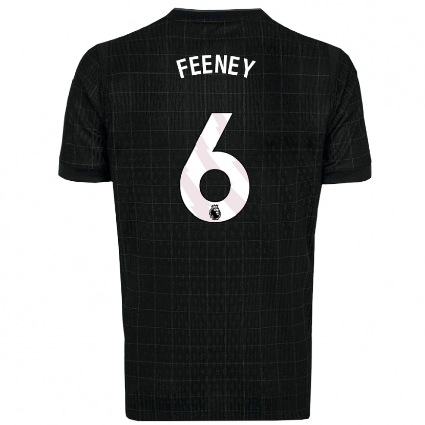 Danxen Kvinder George Feeney #6 Sort Grå Udebane Spillertrøjer 2025/26 Trøje T-Shirt