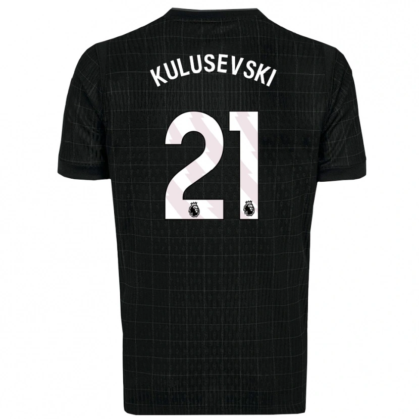 Danxen Kvinder Dejan Kulusevski #21 Sort Grå Udebane Spillertrøjer 2025/26 Trøje T-Shirt