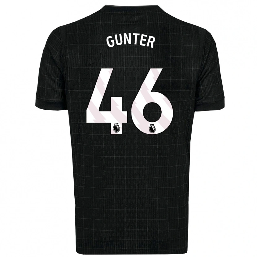 Danxen Kvinder Luca Gunter #46 Sort Grå Udebane Spillertrøjer 2025/26 Trøje T-Shirt