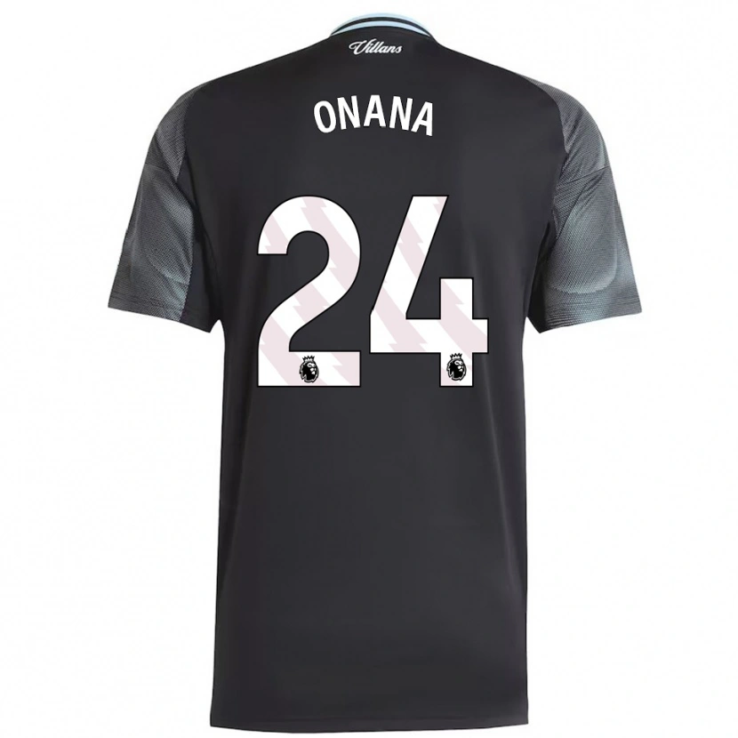 Danxen Kvinder Amadou Onana #24 Sort Himmelblå Udebane Spillertrøjer 2025/26 Trøje T-Shirt