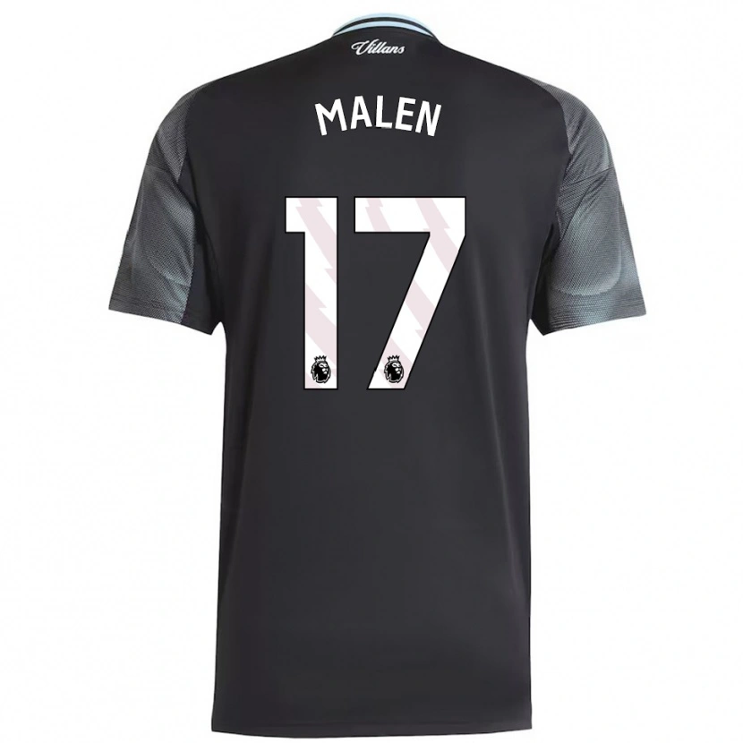 Danxen Kvinder Donyell Malen #17 Sort Himmelblå Udebane Spillertrøjer 2025/26 Trøje T-Shirt