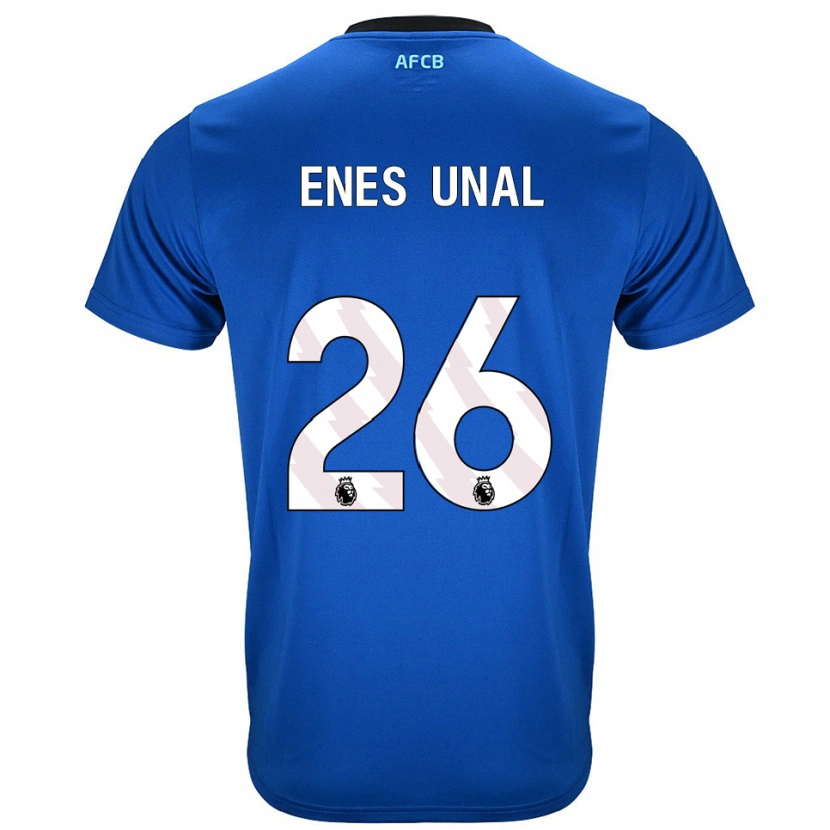 Danxen Kvinder Enes Ünal #26 Blå Sort Udebane Spillertrøjer 2025/26 Trøje T-Shirt