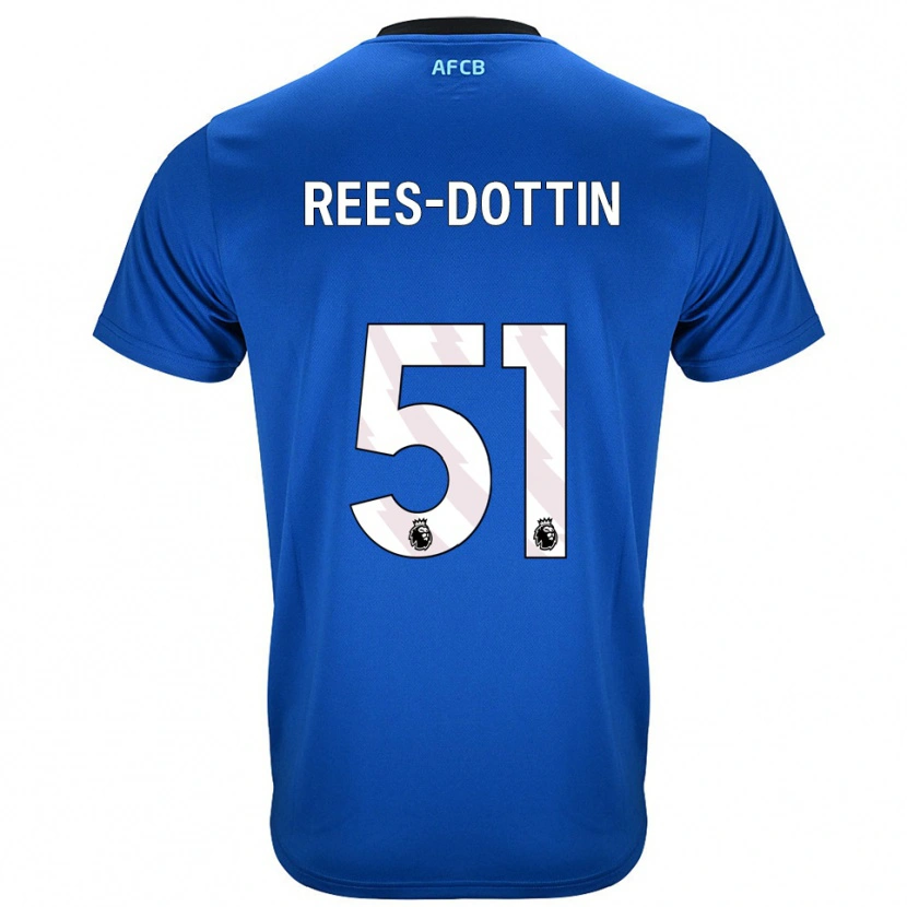 Danxen Kvinder Remy Rees-Dottin #51 Blå Sort Udebane Spillertrøjer 2025/26 Trøje T-Shirt