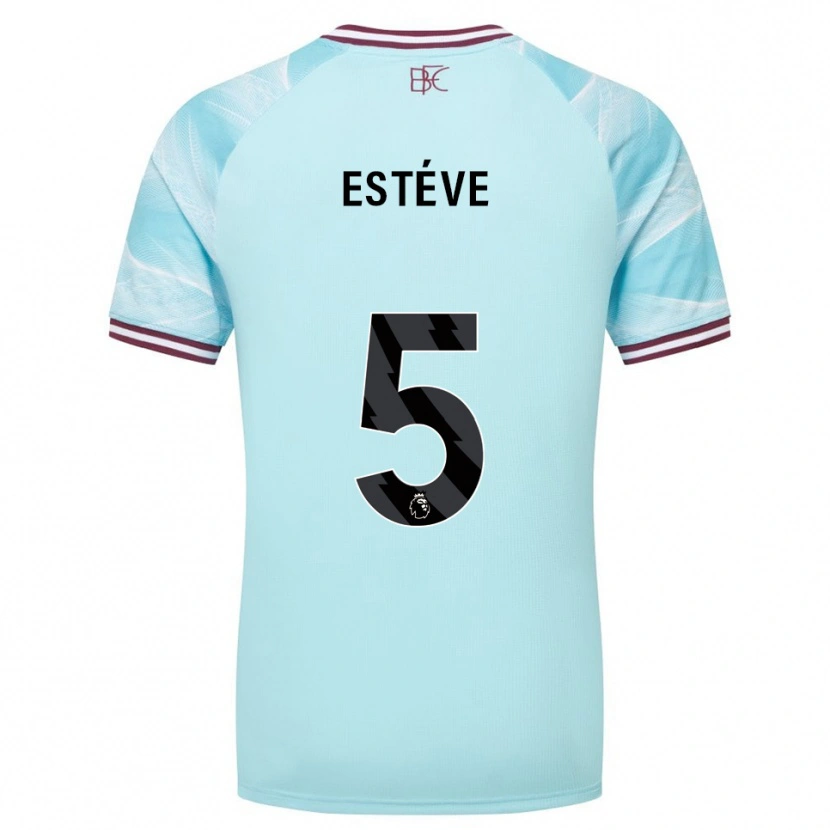 Danxen Kvinder Maxime Estève #5 Himmelblå Bourgogne Udebane Spillertrøjer 2025/26 Trøje T-Shirt