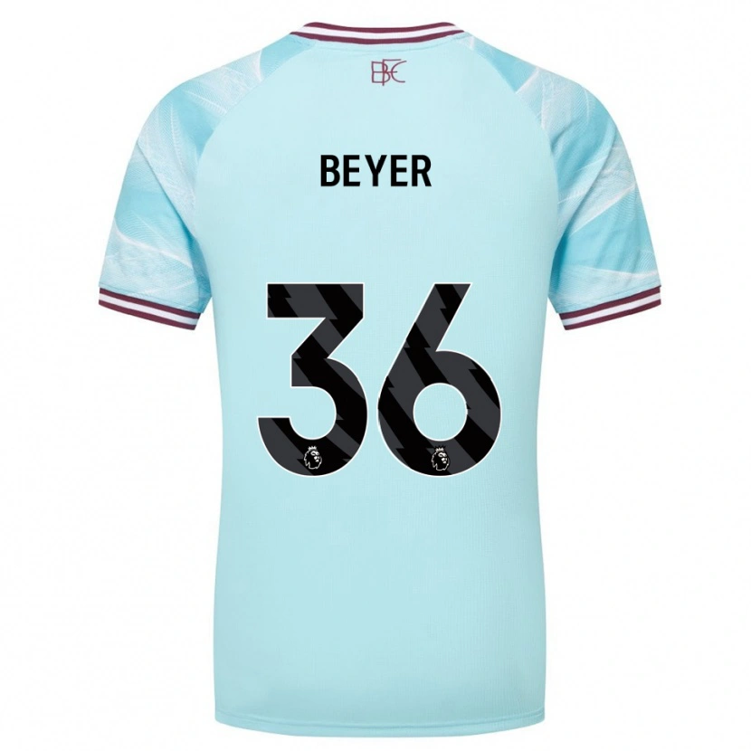 Danxen Kvinder Jordan Beyer #36 Himmelblå Bourgogne Udebane Spillertrøjer 2025/26 Trøje T-Shirt