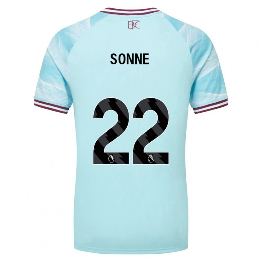 Danxen Kvinder Oliver Sonne #22 Himmelblå Bourgogne Udebane Spillertrøjer 2025/26 Trøje T-Shirt