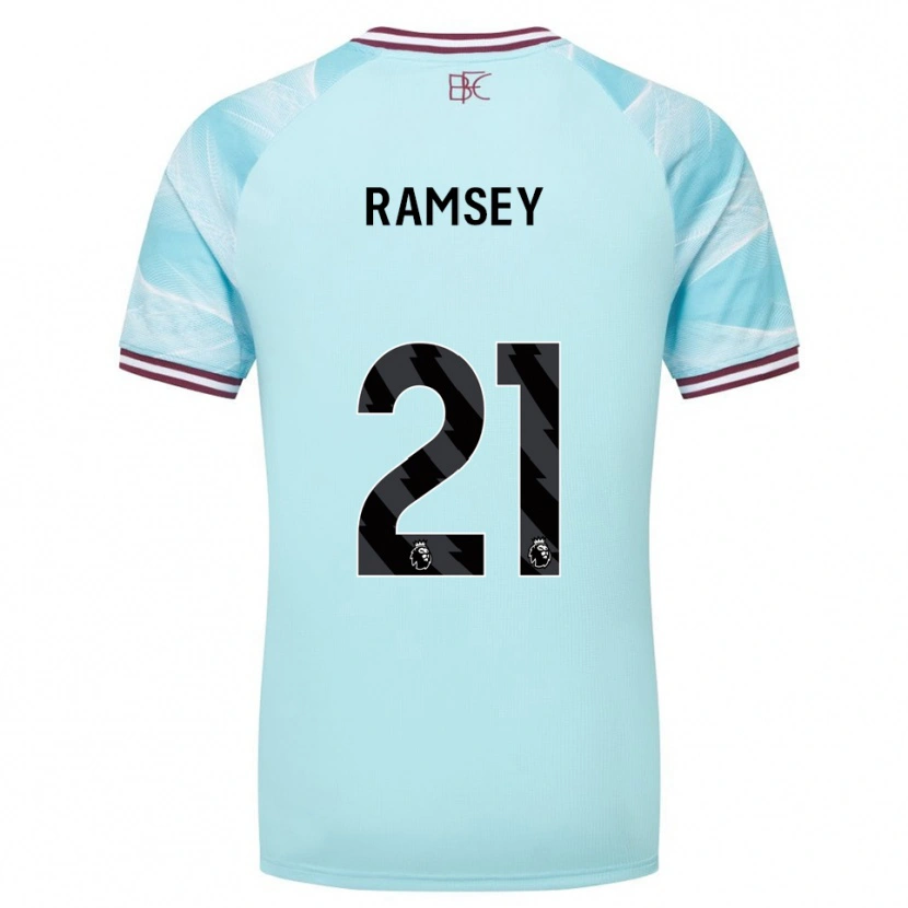 Danxen Kvinder Aaron Ramsey #21 Himmelblå Bourgogne Udebane Spillertrøjer 2025/26 Trøje T-Shirt